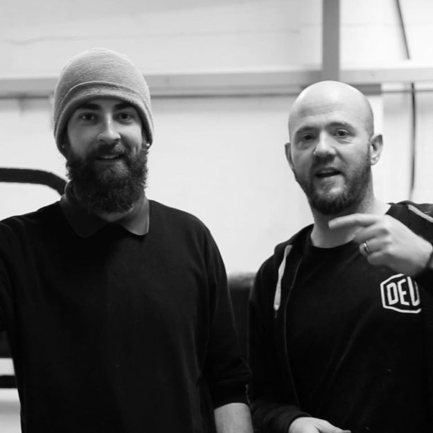 Me, on the right and Ryan, the CNC driver on the left, still smiling after 5 1/2 hrs of machine noise cutting our prototype standing desks and laptop stands! #prototype #cnc #cncplywood #standingdesk #standingdeskconverter #laptopstand #productdesign #ukstartup #officefurniture #industrialdesign