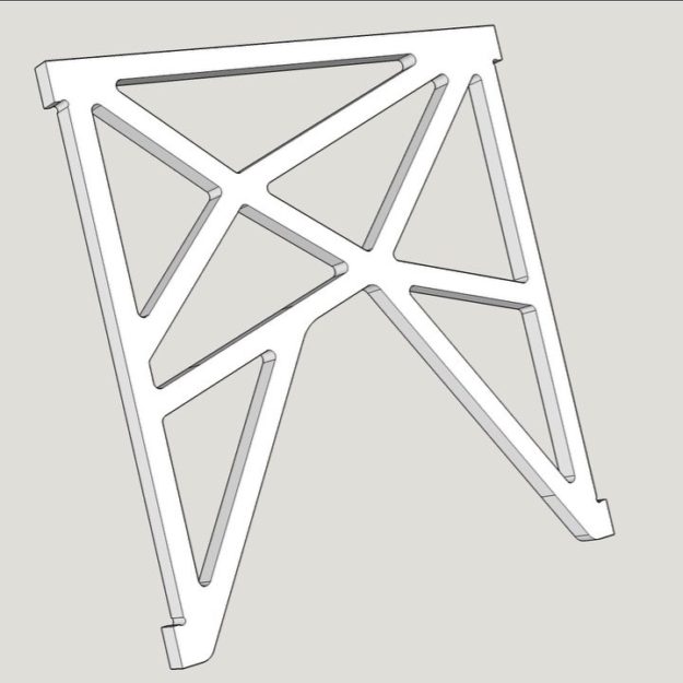 As part of our Standing Desk design process I have been reworking the S-Desk central panel for better large display support (when using monster size monitors). This is the redesigned component in Sketchup and I must say is my favourite piece of design so far. Being prototyped right now!