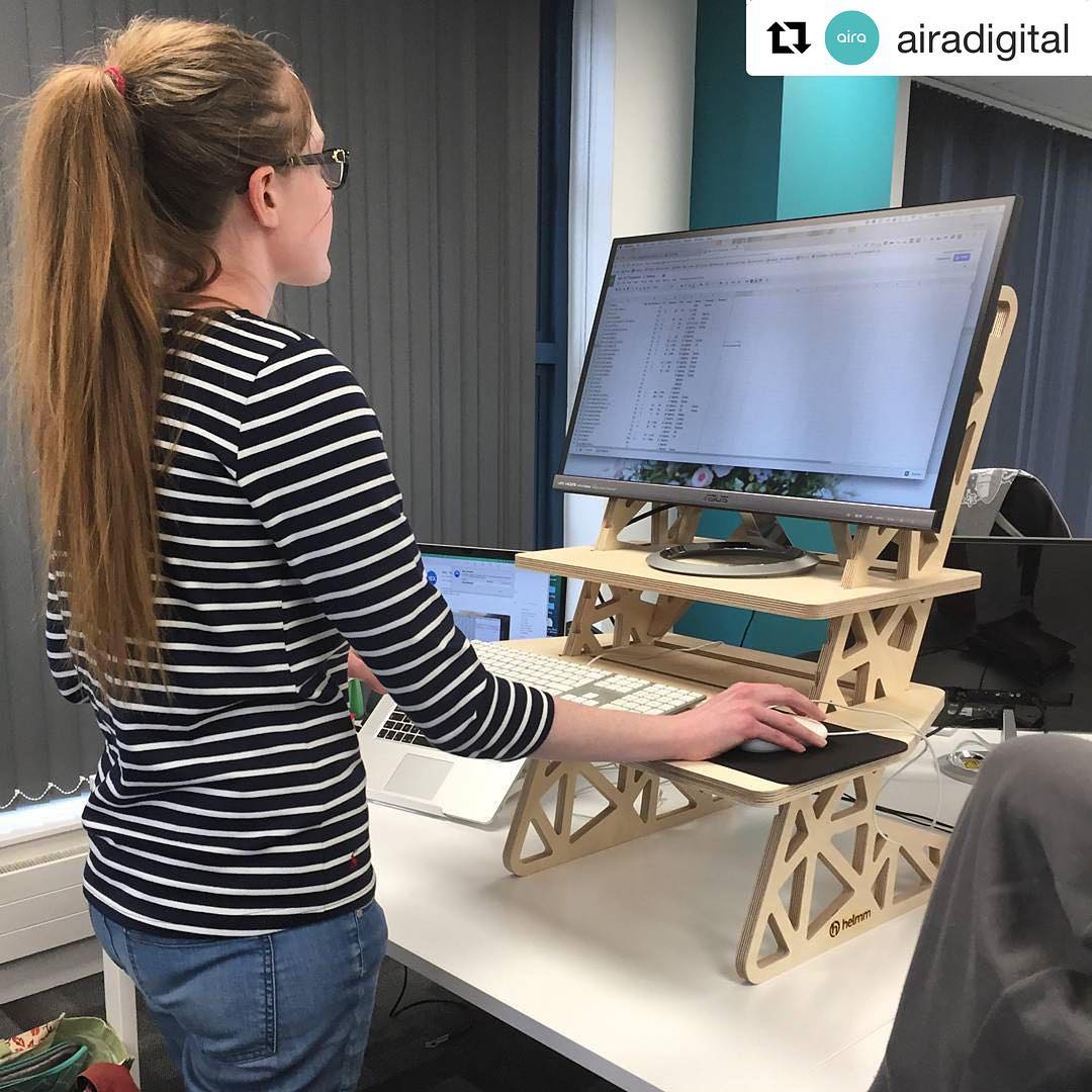 @airadigital ・・・ Our SEO exec @kayleighconners trying out her first standing desk from @helmm.co! What do you do to try and incorporate wellness into the workplace?