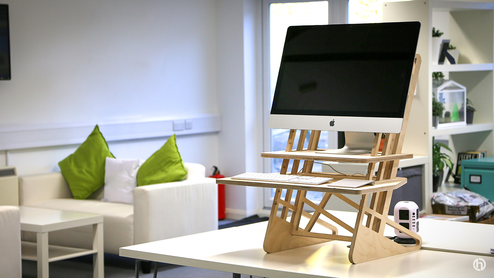 wooden standing desk for iMac