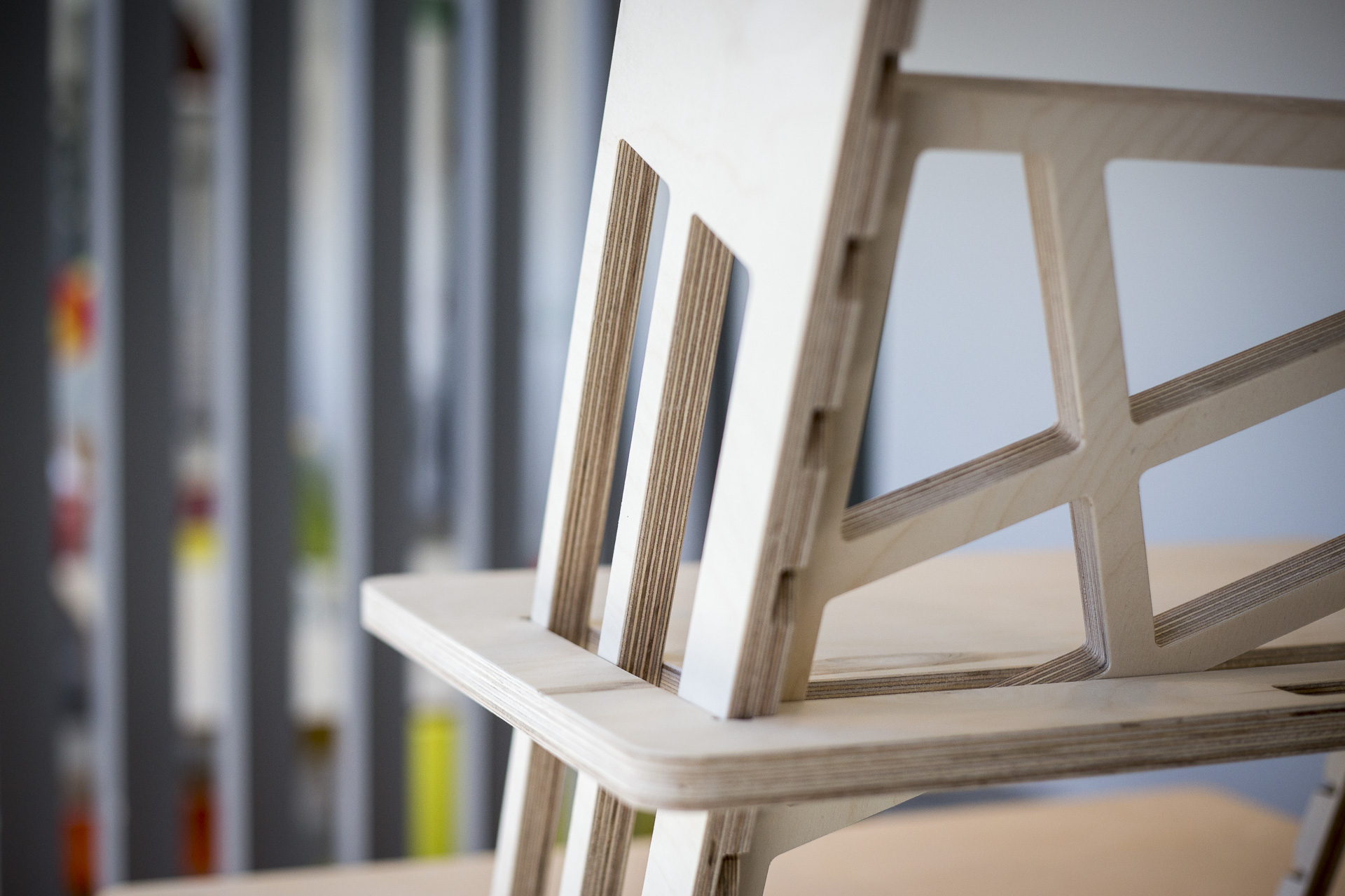 Detail of the wooden standing desk the s-desk 22